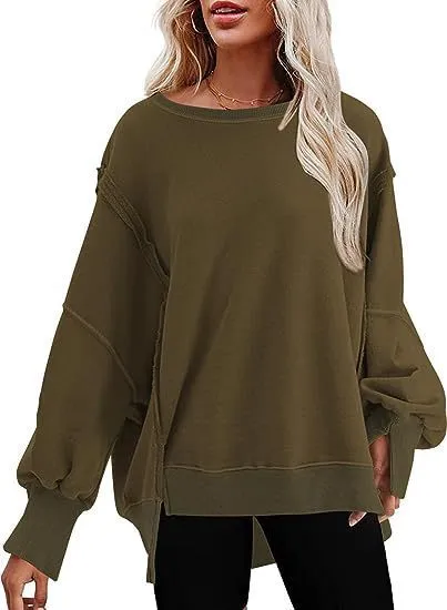 Women's Fashion Casual Loose Sweatshirt Army Green - Shop at LoveMi