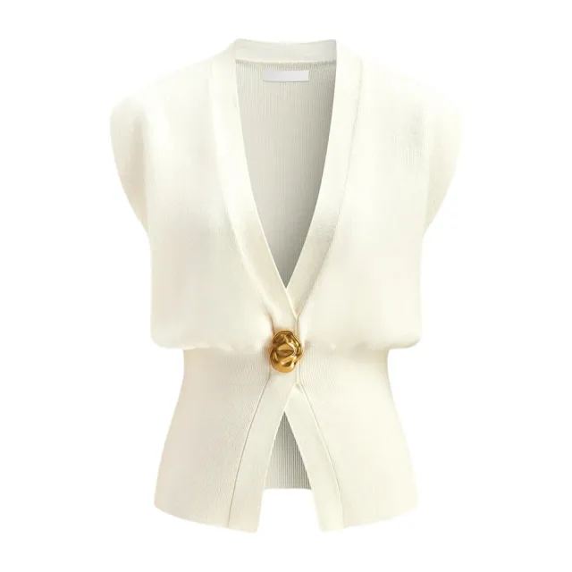 Women's Fashion V neck Button Sweater Cardigan White - Shop at LoveMi