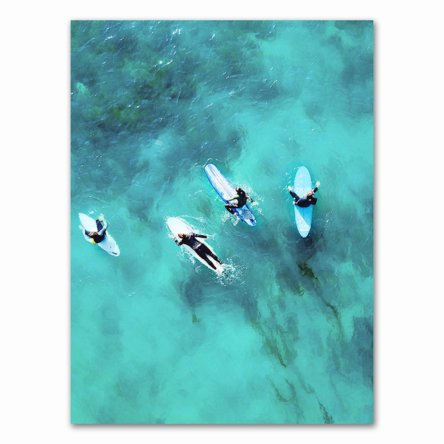 Surf Art Canvas Beach Surfboard Decorative Print Core