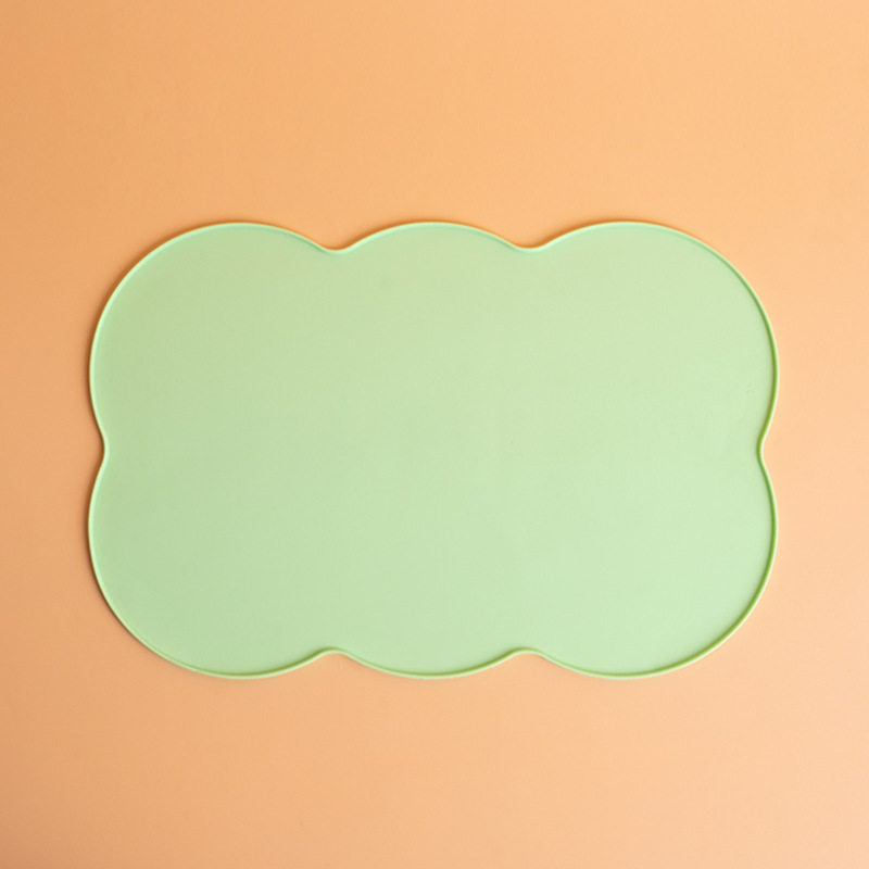Non-slip Waterproof Silicone Pet Cat And Dog Feeding Mat Green Lace