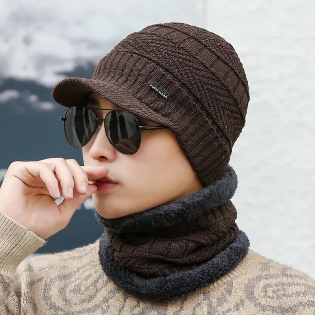 Winter Knitted Wool Cap Fleece lined Thickened Brown - Shop at LoveMi