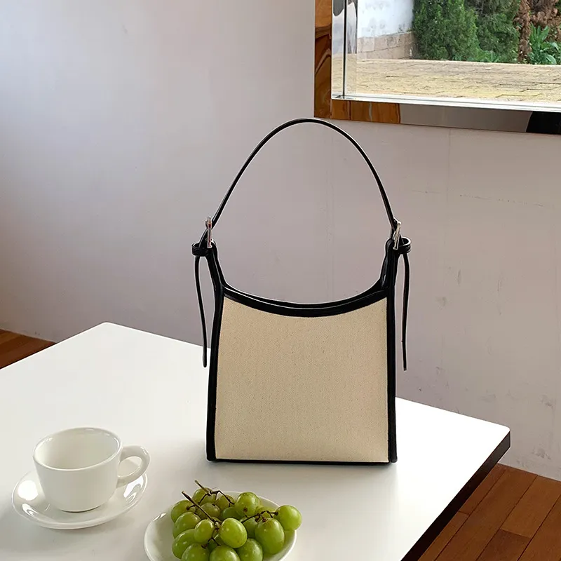 Female Summer New Stitching Shoulder Handbag Fashion All-match Niche High Sense Underarm Bag - Black