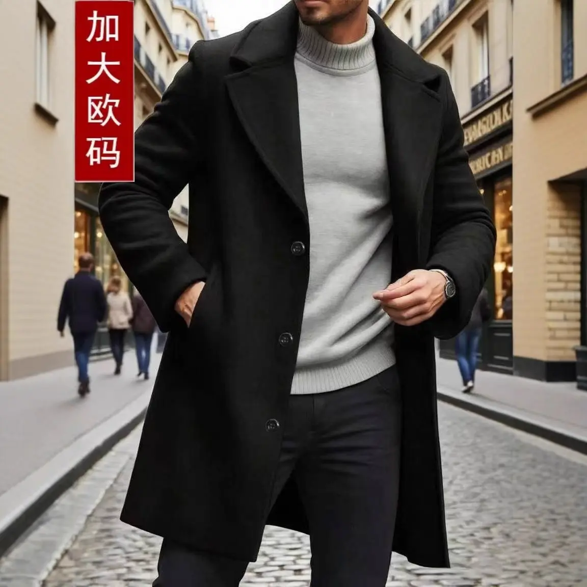 Trench Coat Notched Lapel Slim-fit Overcoat Elegant