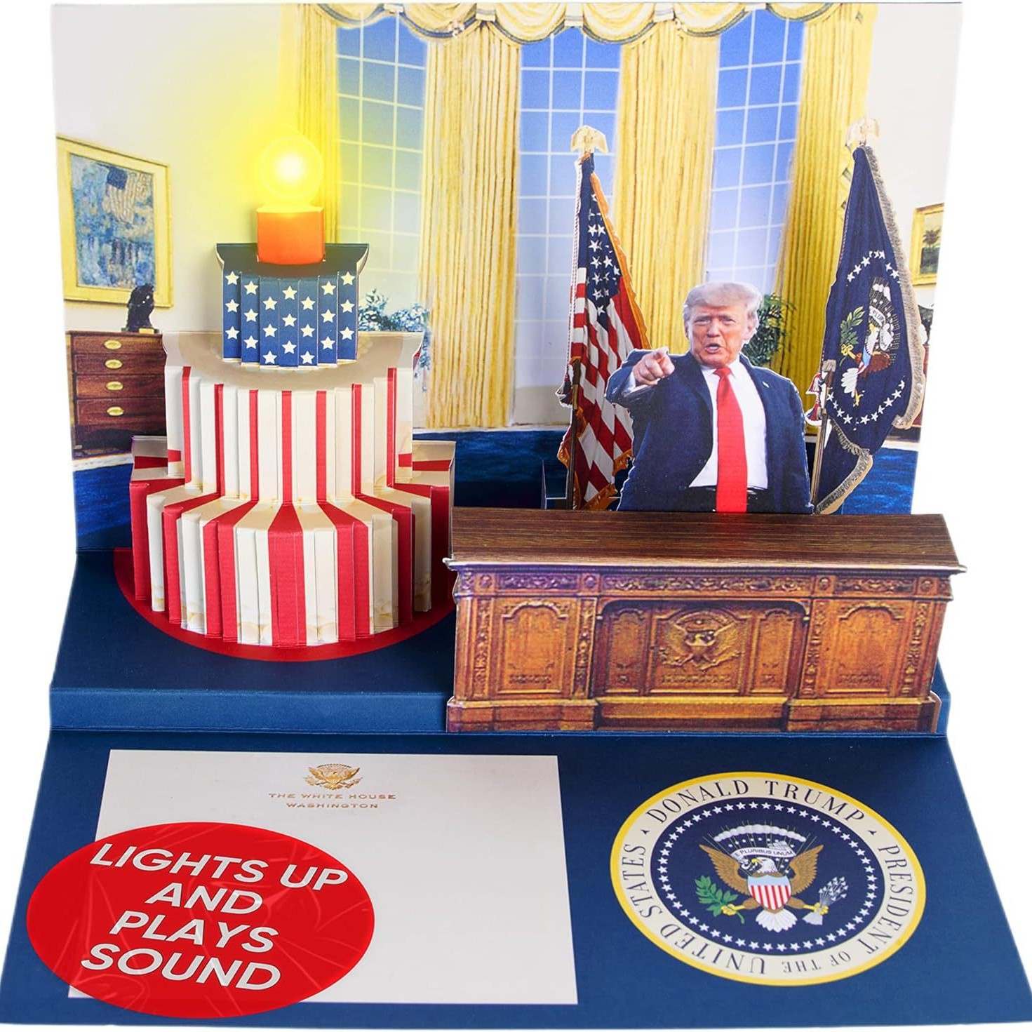 Pop-Up Donald Trump Birthday Card - Real Voice, Light & Sound, Unique Gift Idea