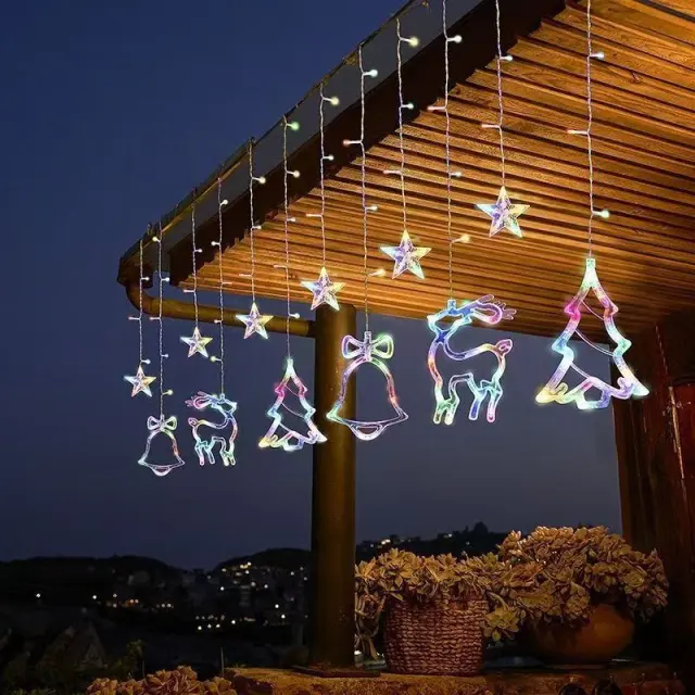 Christmas Decoration Led Color Light String Star Moon Curtain Light Color - Shop at LoveMi