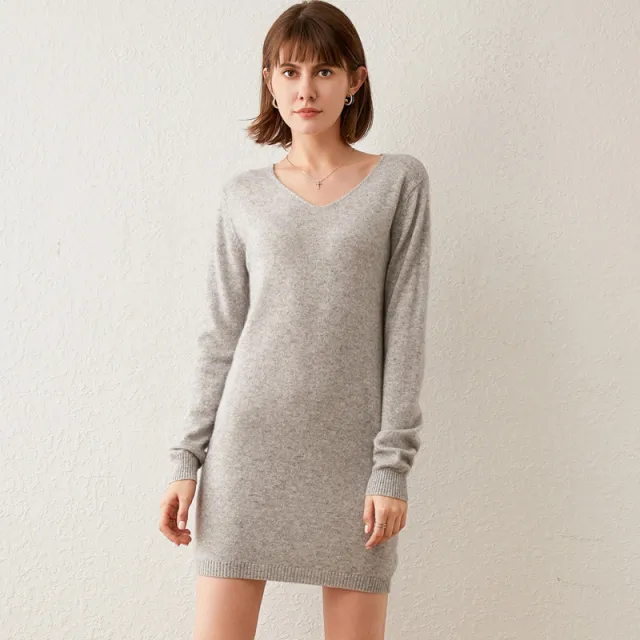 Mid length Outerwear Loose And Lazy Style Knitted Top Bottoming Shirt Gray - Shop at LoveMi