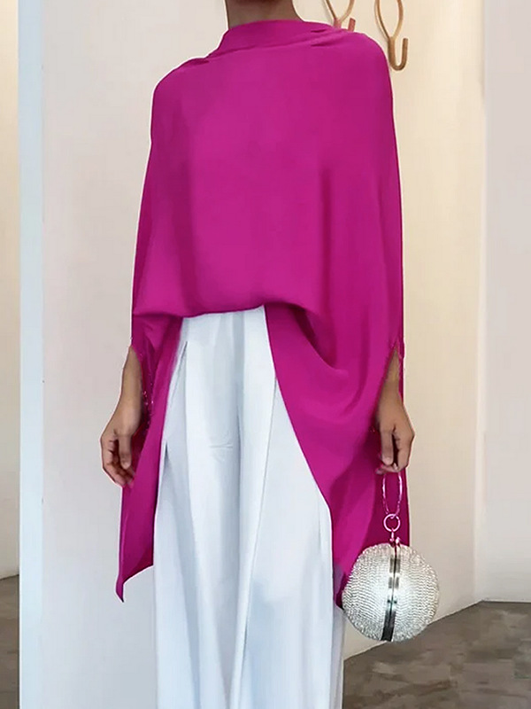 Batwing Sleeve Loose Solid Color T-shirt Top