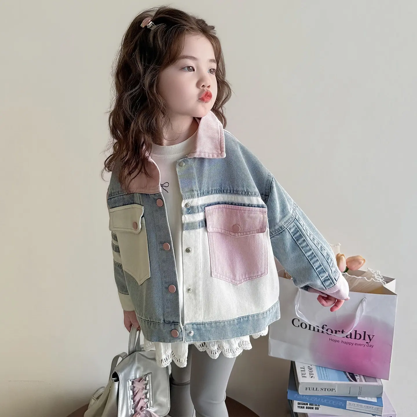 New-style Girls Multicolor Denim Jacket