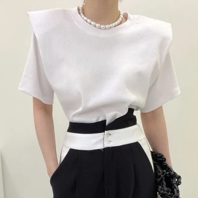 Summer Niche Candy Color Round Neck False Two piece Pullover T shirt Top White - Shop at LoveMi