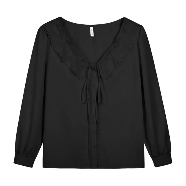 Casual Solid Color Loose Slimming Top Blouse Women Black - Shop at LoveMi