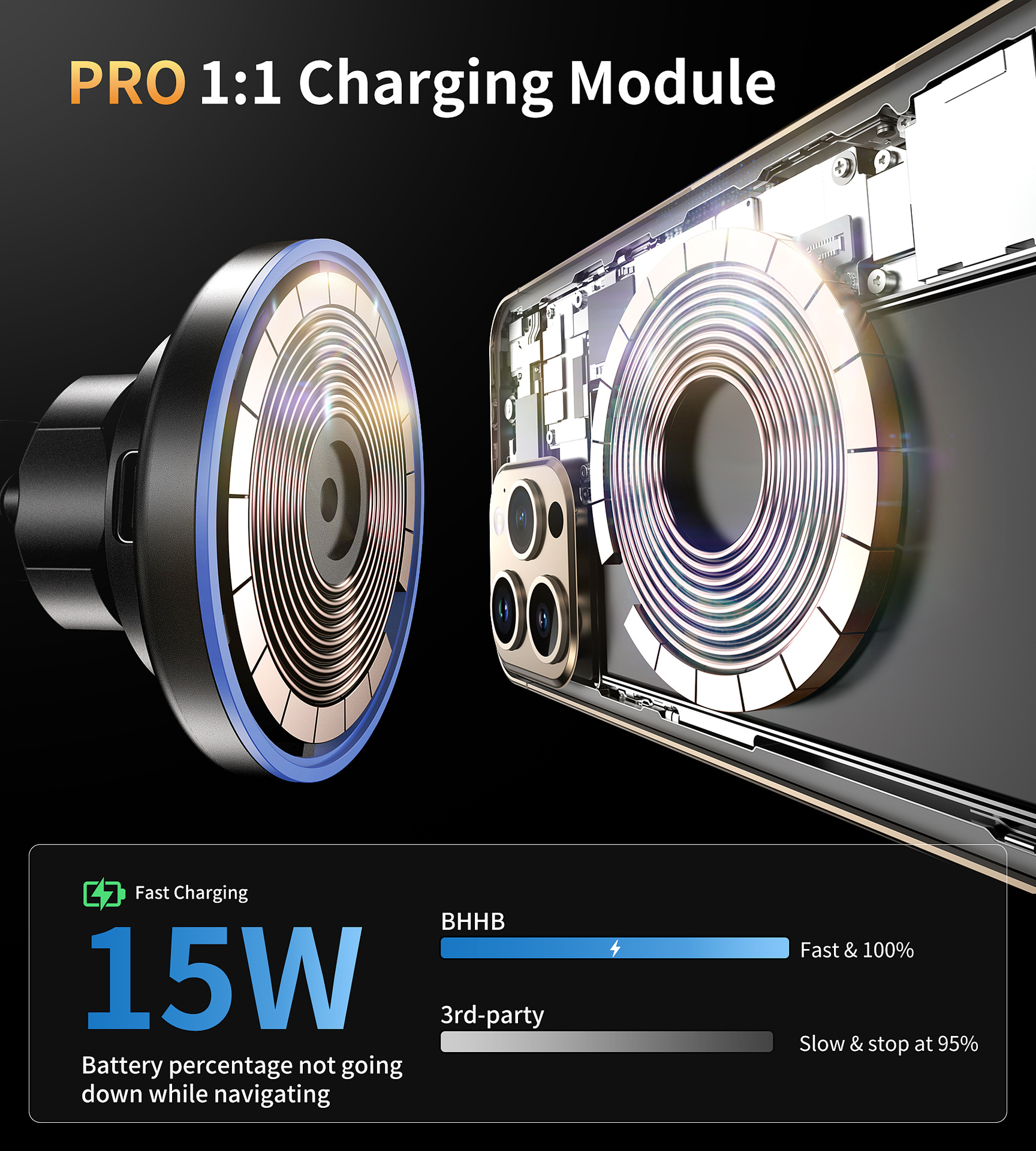 15W Magnetic Mobile Phone Wireless Fast Charge Car Navigation Holder - Image 10