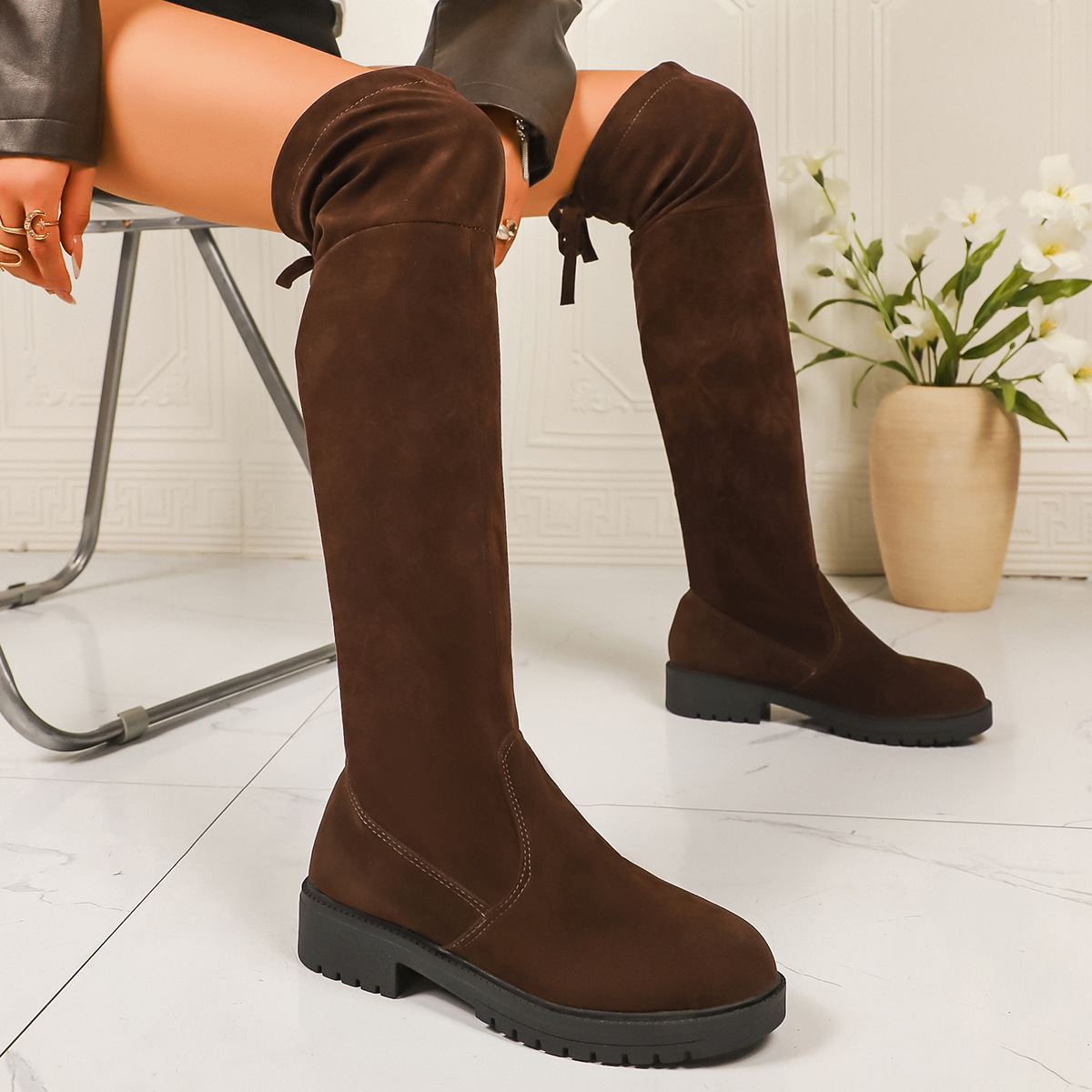 Women’s Elastic Knee-High Boots