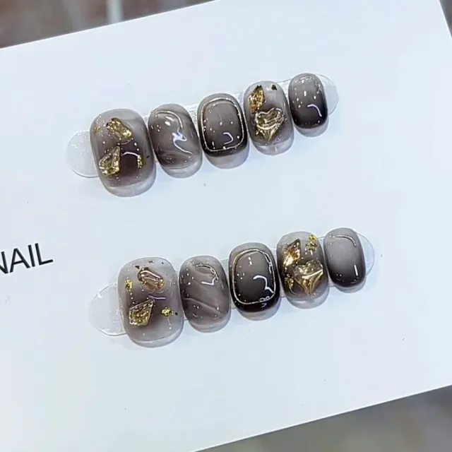 Phototherapy Wear Nail Cat Eye Champagne Crystal Champagne Crystal Short Square - Shop at LoveMi