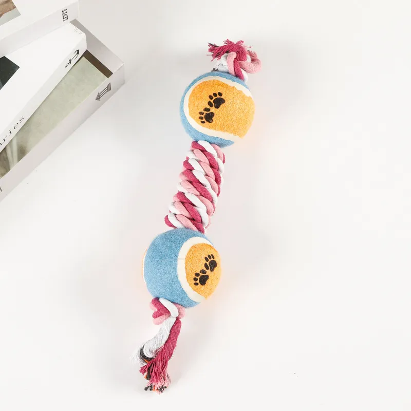 Large And Medium Puppy Relieving Stuffy Bite-resistant Molar With Tennis Cotton String - No 6 Colour Random