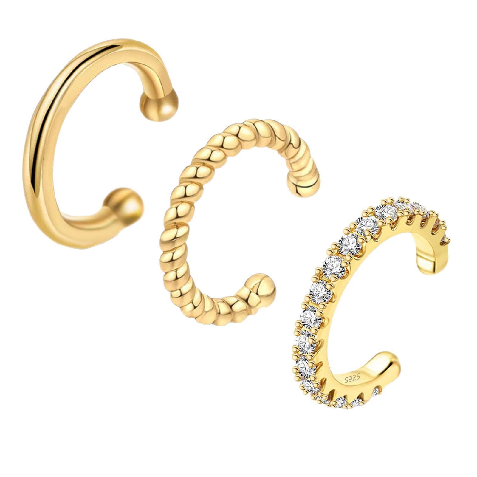 Ear Bone Clip Three-piece Set (Gold Three Pack)