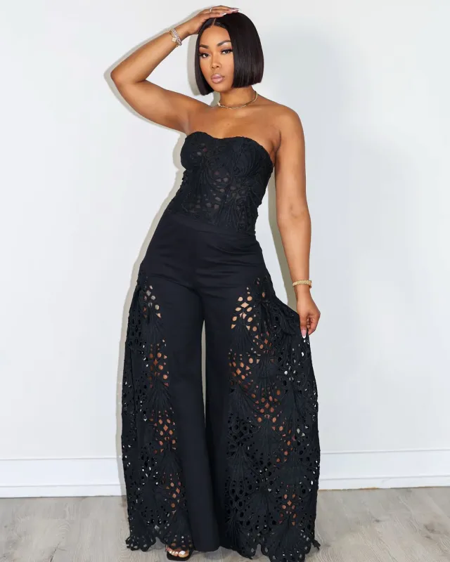 New Fashion European And American Style Women's Suit Lace Tube Top Two piece Set Black - Shop at LoveMi