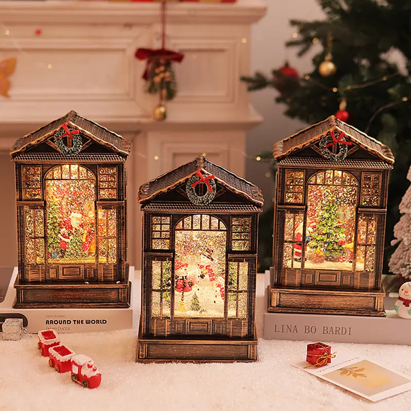 Christmas Music Box Music Box LED Luminous Crystal Lamp Christmas Decoration Night Light Christmas Gift
