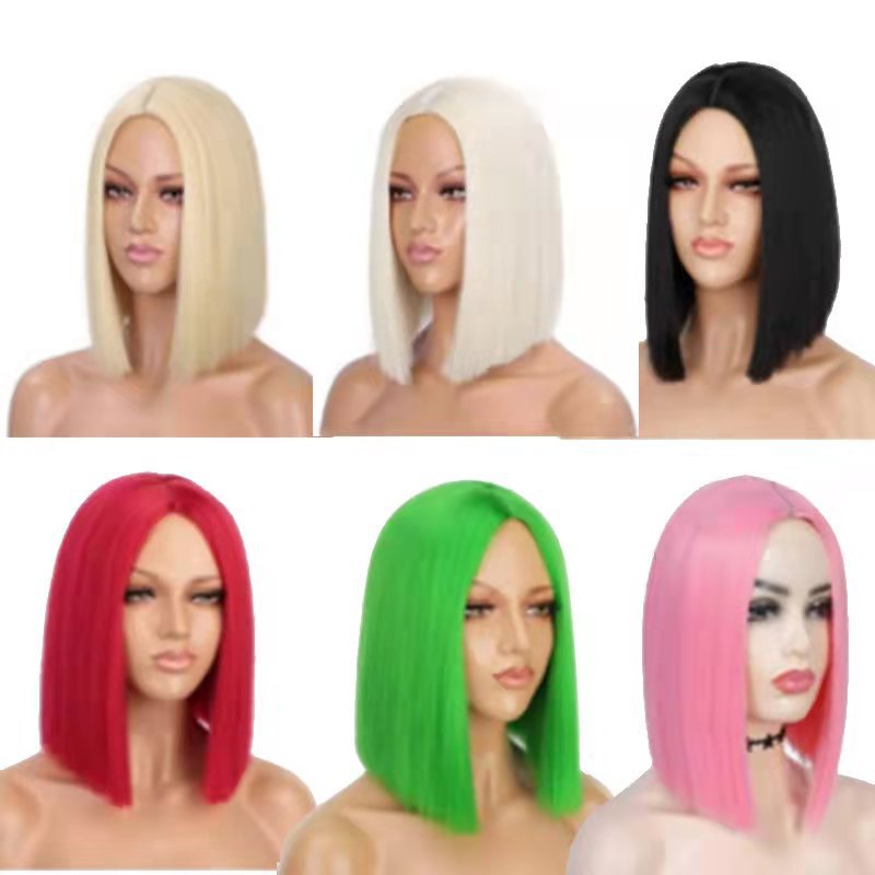 High-temperature Silk Synthetic Fiber Short Wig
