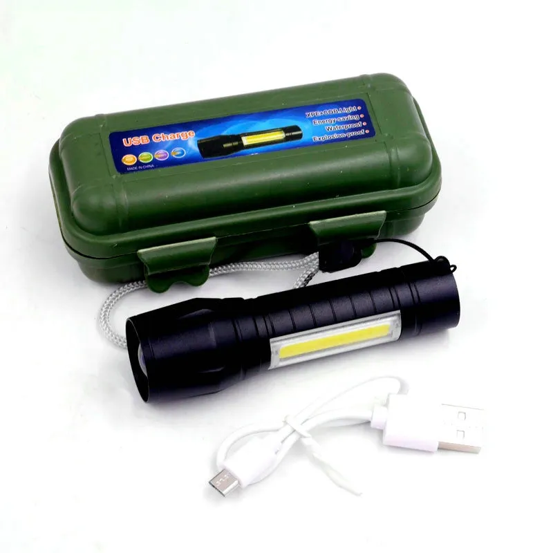 Mini USB Power Torch Multi-function Zoom Cob