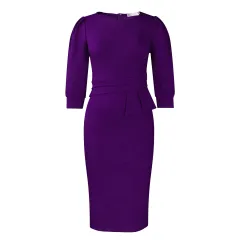 Round Neck Ol Sheath African Dress - Purple - View 1