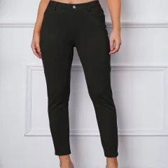 European And American High Waist Women's Stretch Leggings - Black - View 1