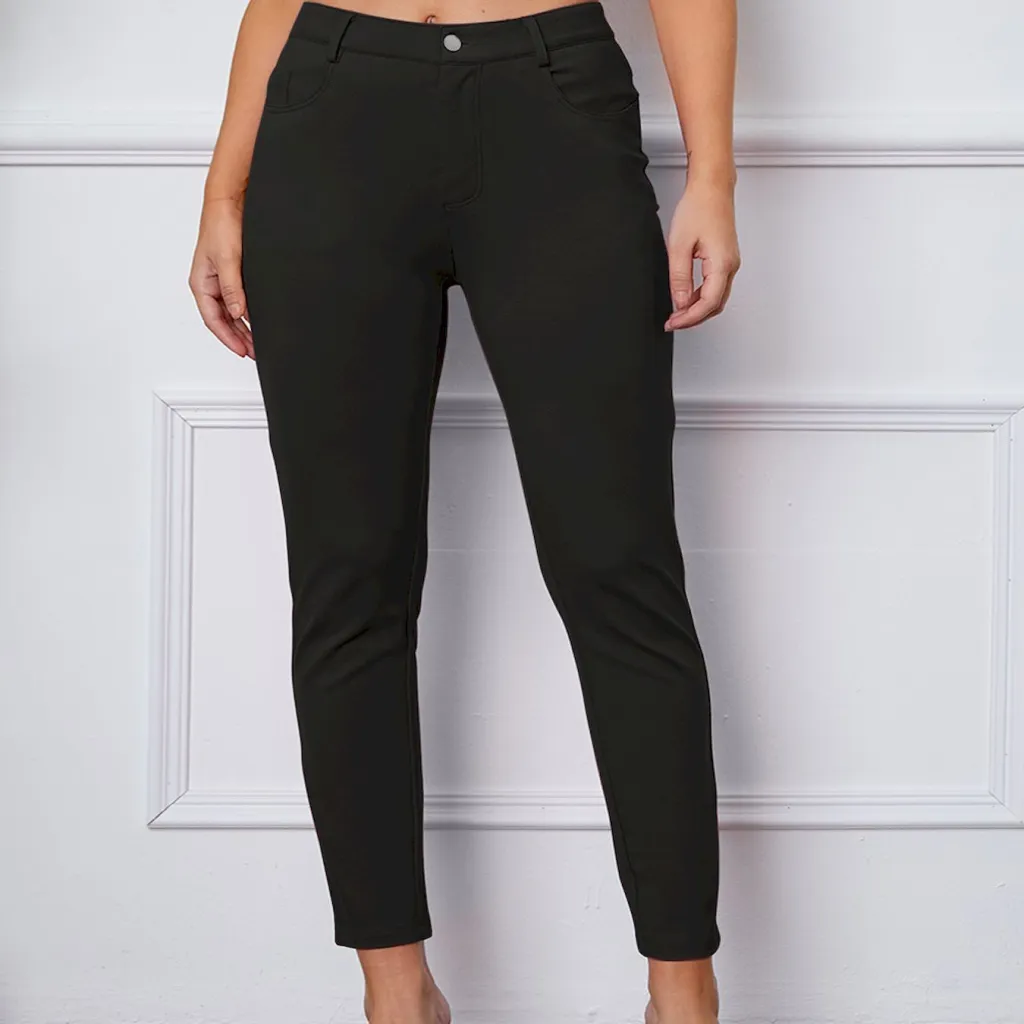 European And American High Waist Women's Stretch Leggings - Black