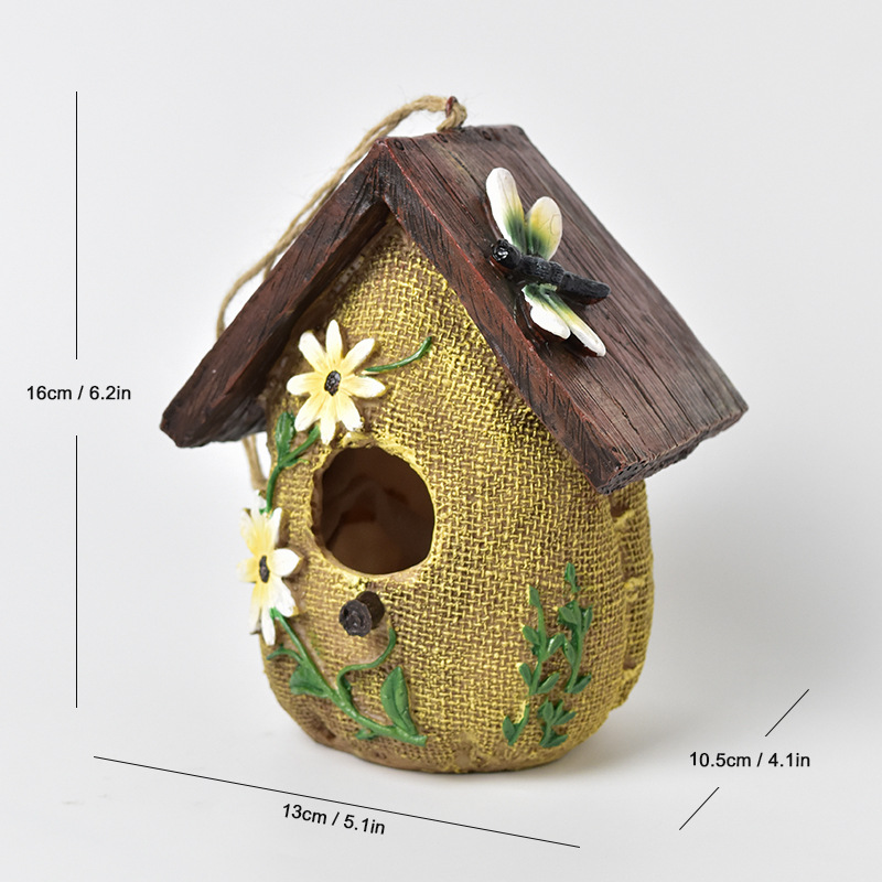 Rustic Birdhouse Outdoor Garden Decoration Bird Nest Sculpture Courtyard Ornament