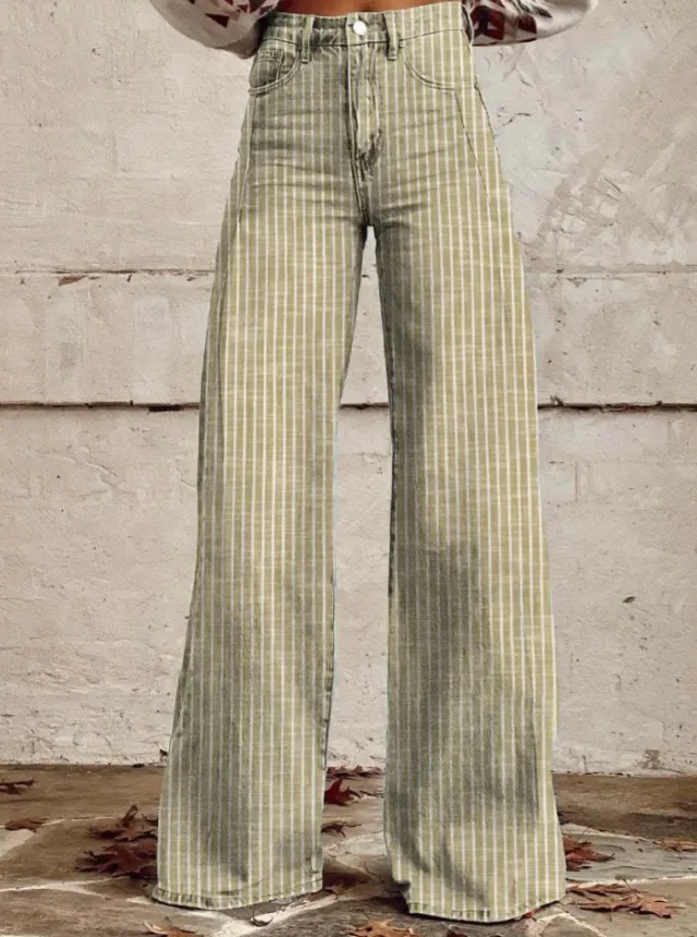 Women's Casual Pants Thin Imitation Jeans Wide Leg Ttw3 S - Shop at LoveMi