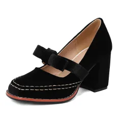 Womens Stylish Low-cut High Heels With A Bow Detail - Black - View 1