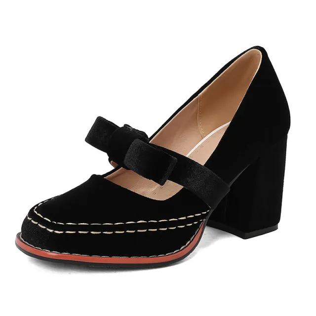 Womens Stylish Low cut High Heels With A Bow Detail Black - Shop at LoveMi