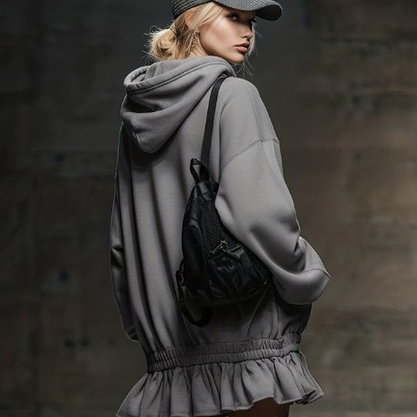 Casual Sporty Commuter Hooded Sweatshirt Dress