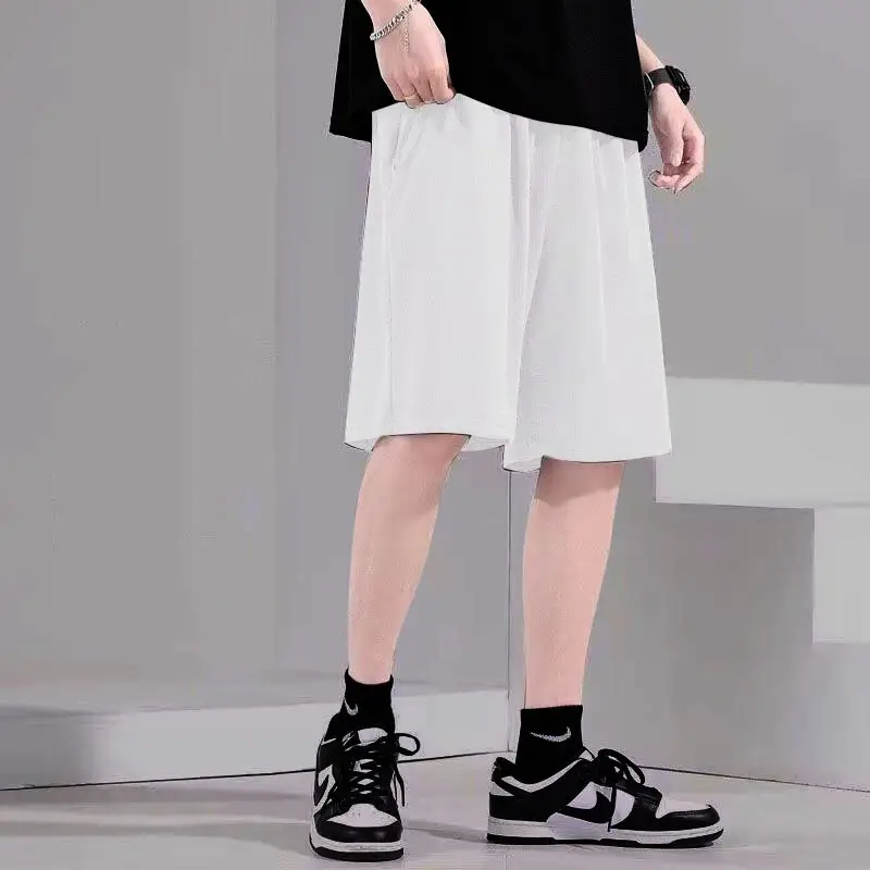 Mens Ice Silk Cropped Sports Casual Pants