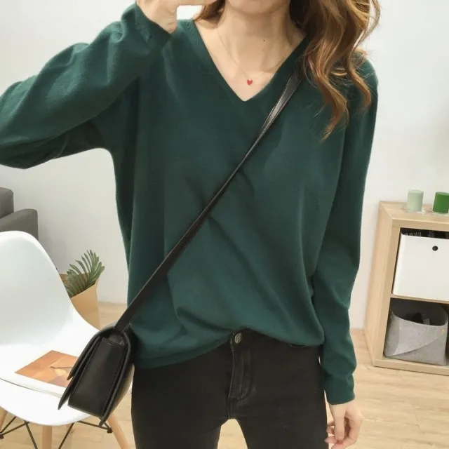 Solid Color Inner Wear Bottoming Shirt Sweater For Women Green - Shop at LoveMi