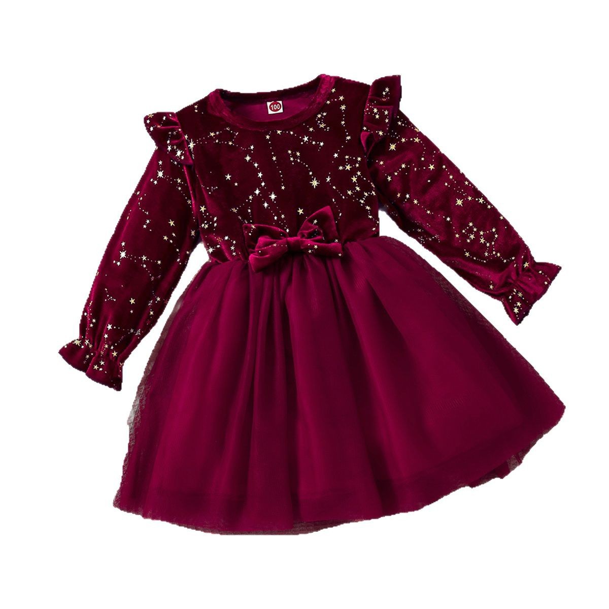 Western Style Children's Princess Dress XINGX Printed Velvet Skirt - Image 4