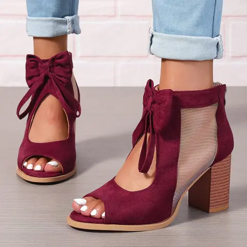 Platform Chunky High Heels Women's Sandals Bow Decoration Open