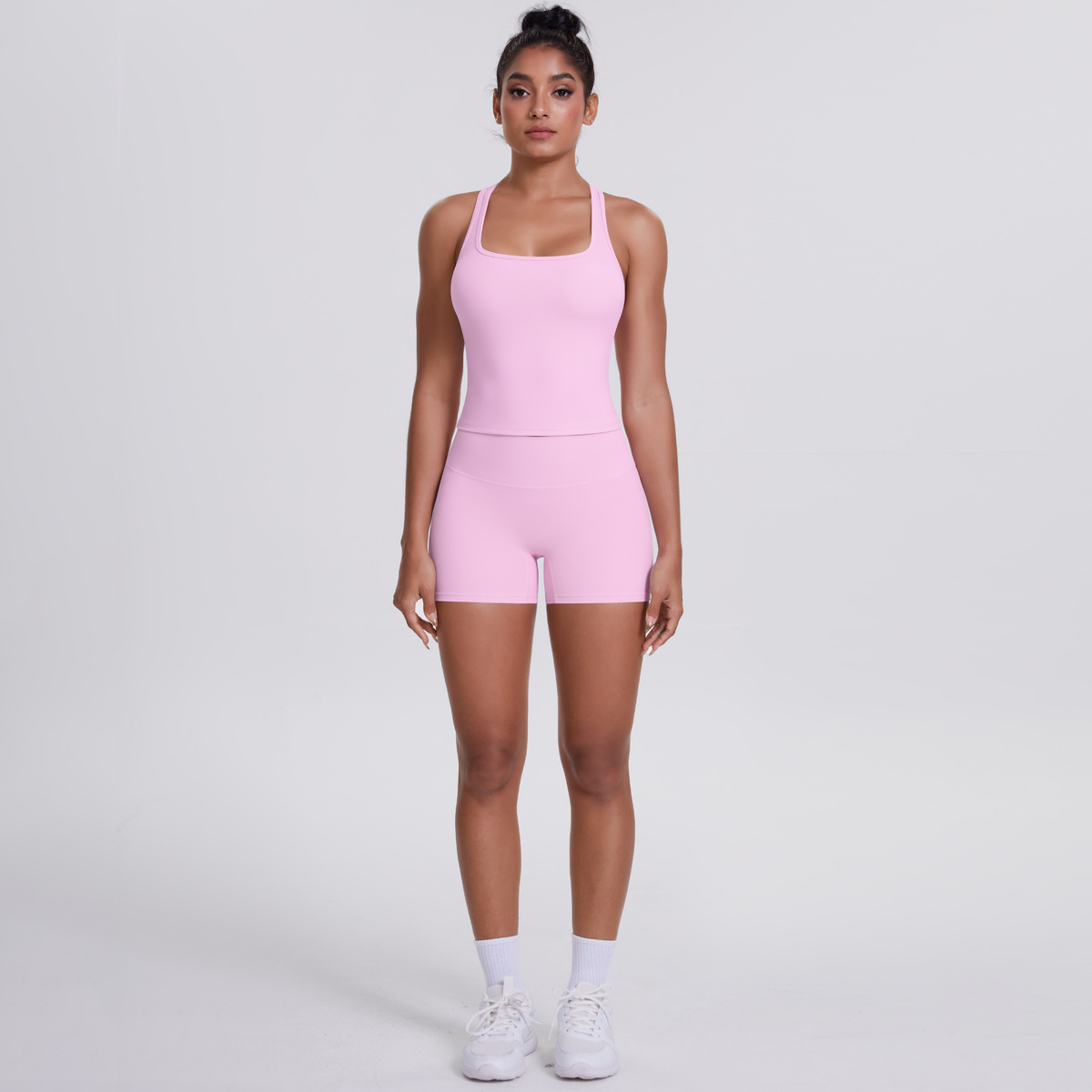 Brushed Outdoor Leisure Running Yoga Clothes Beauty Back Hip Raise Skinny Shorts Suit - Image 9