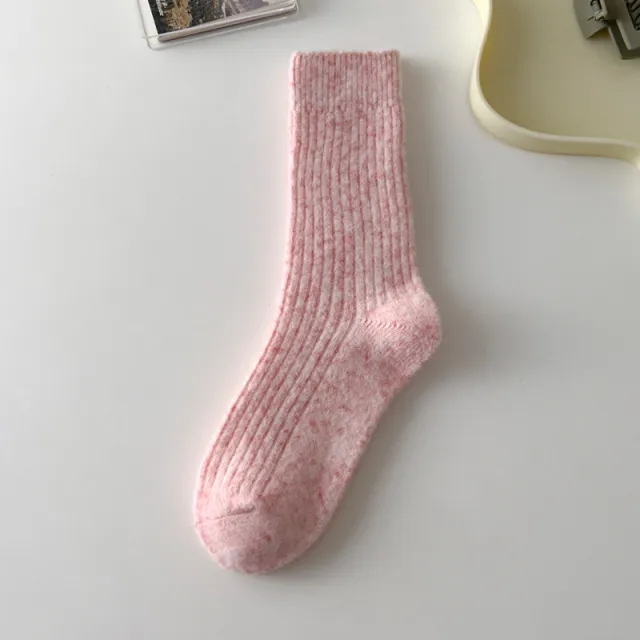 Thick Solid color Warm Wool Mid calf Socks Gentle Pink - Shop at LoveMi