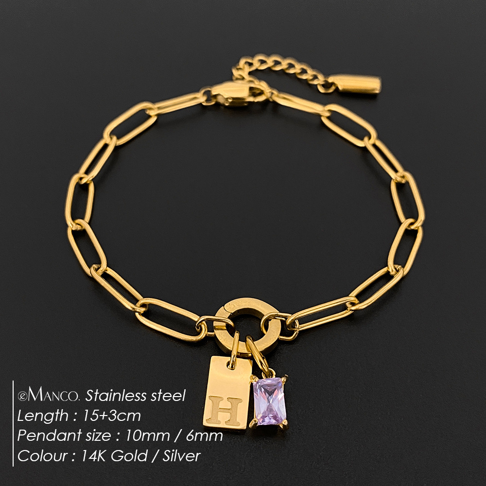 Womens Fashionable Rhinestone Letter Combination Bracelet Jewelry