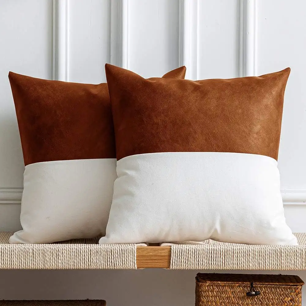 PU Stitching Cotton Canvas Double Leather Sofa