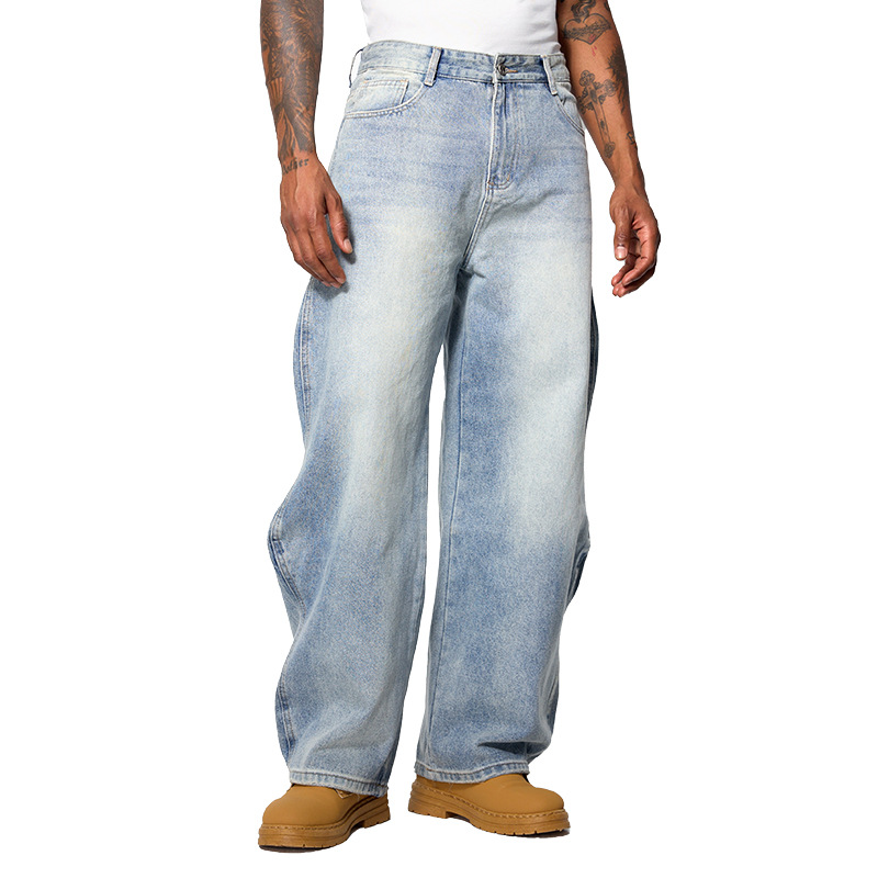 Men's Distressed Vintage Style Casual Denim Jeans 2