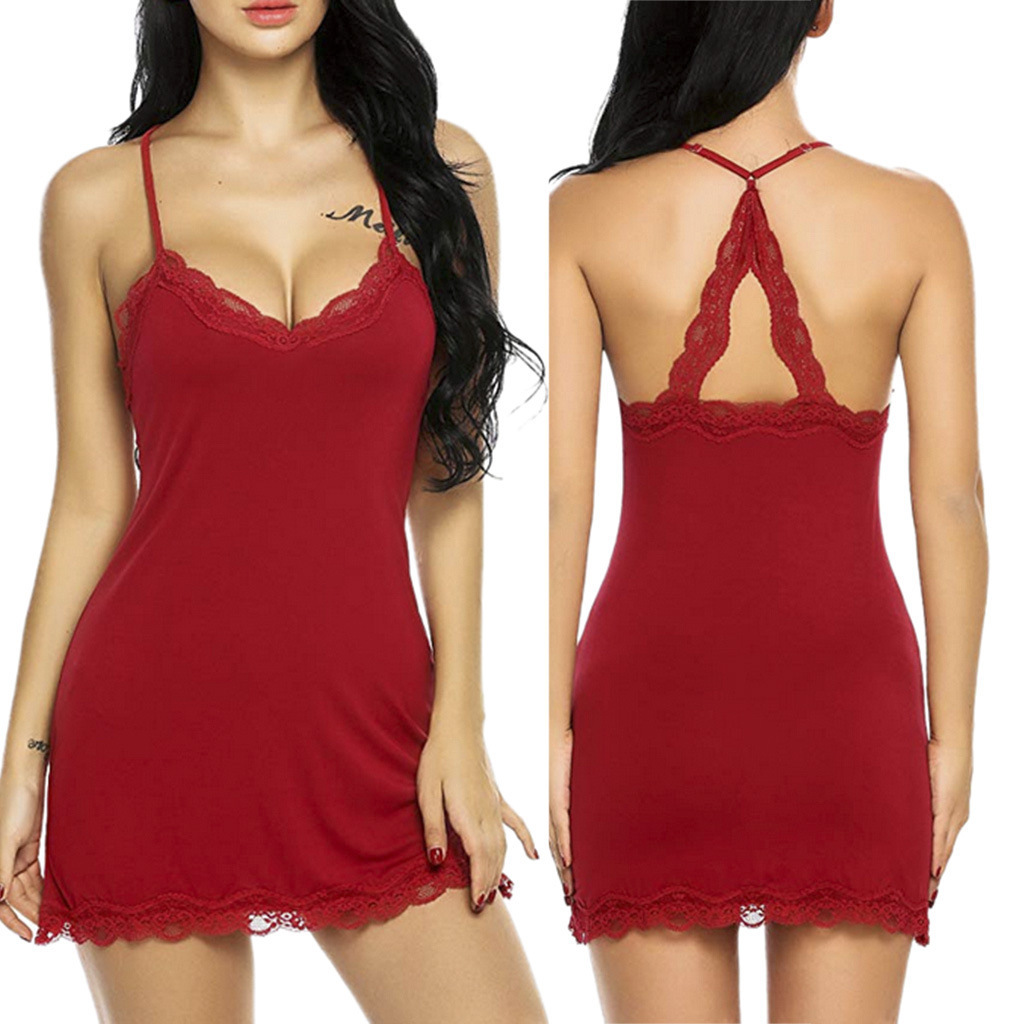 Sexy Strap Lace-trimmed Nightdress For Women