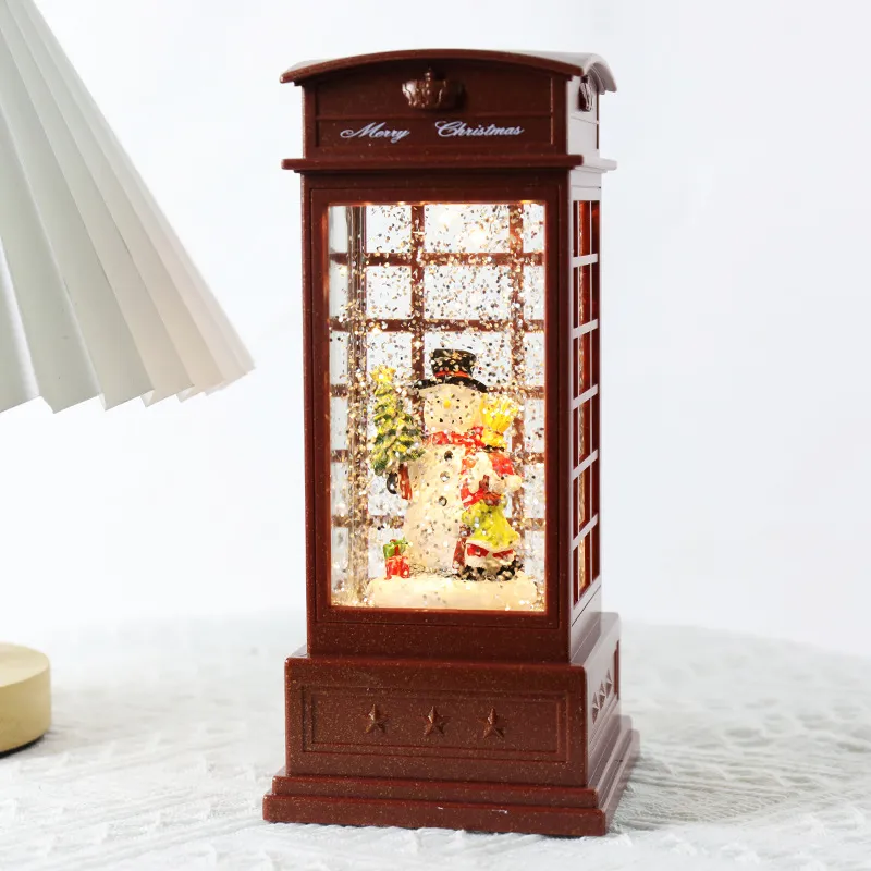 Christmas Decoration Music Box Furnishings Ornaments - Telephone Booth Snowman