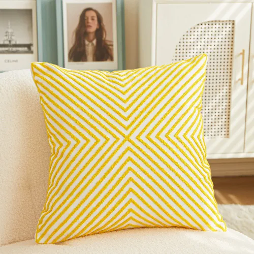 Embroidery Household Living Room Sofa Cushion Pillow Cover Golden Yellow - Shop at LoveMi