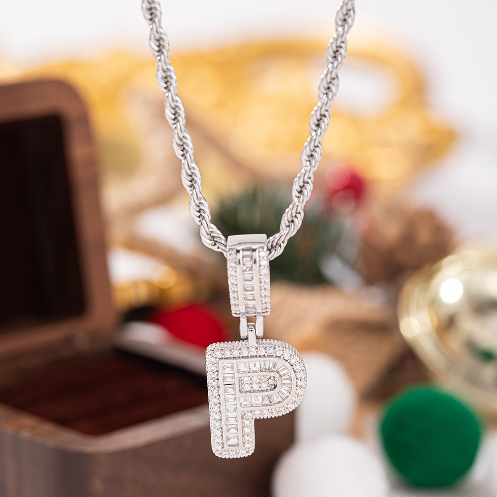 Trendy Full-Diamond 26-Letter Pendant Necklace For Women