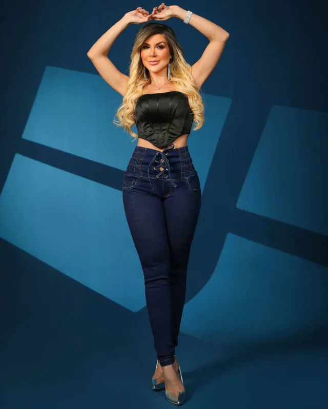 Tied Slim Fit Skinny Jeans Women's High Waist Hip Lift Trousers Blue - Shop at LoveMi