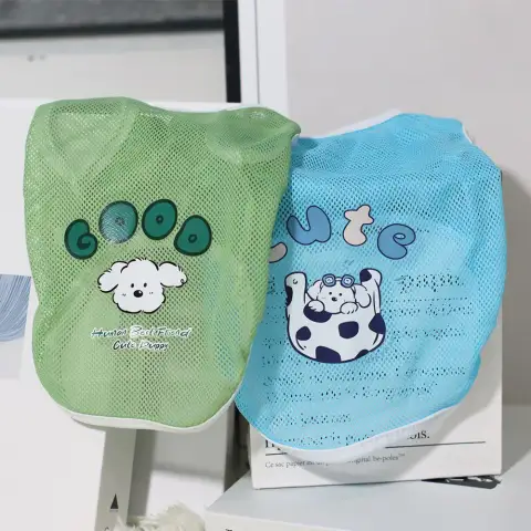 Spring and Summer Grid Pet Cute Cartoon Printed Vest