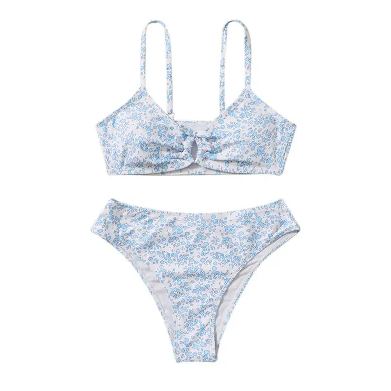 Girls' V-neck Loop Split Bikini
