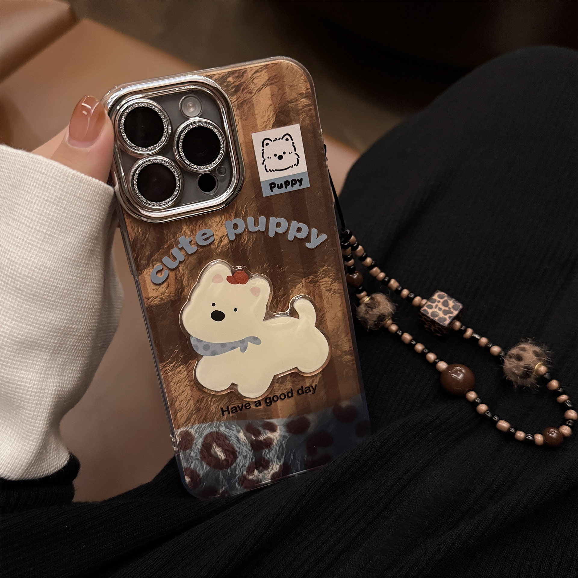 Phone Case Patchwork West Highland 13 Leopard Print Lanyard 14 Retro Glitter Powder