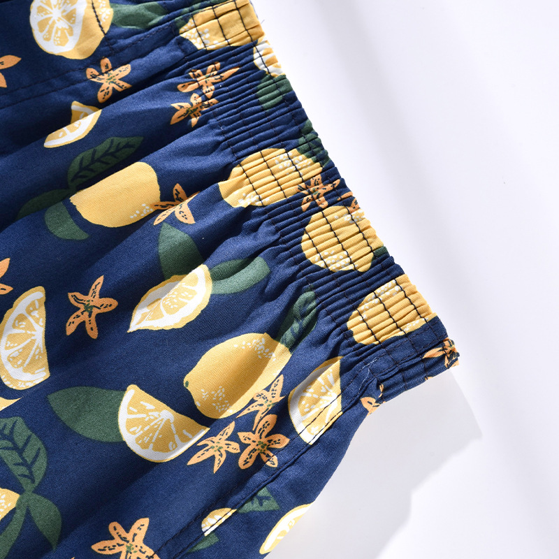 Men's Casual Arrow Pants Woven Printed Cotton Plaid Loose Breathable Boxer Briefs