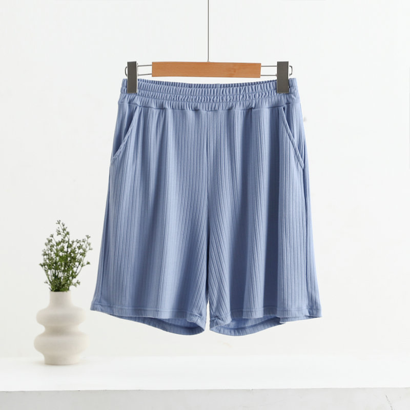 Pocket Shorts For Women, Summer Outerwear, High-waisted, Vertical Stripe Jacquard